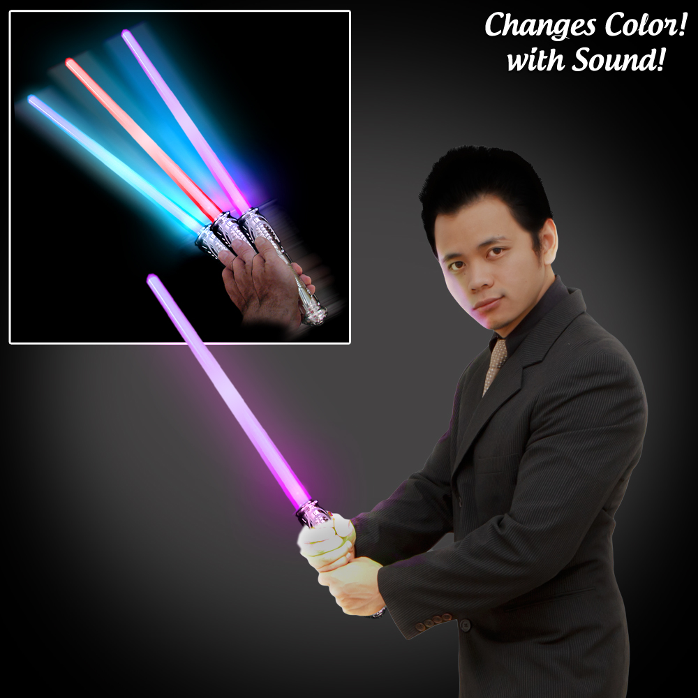 Color changing lightsaber with retailer sound