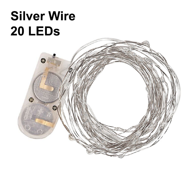 39 Inch Fairy Wire, 20 Blue LEDs, Coin Cell Battery Pack  - CRFW-Blue (Close Out)