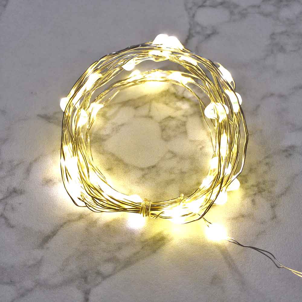 6 Ft Fairy Wire, 36 Warm White LEDs, Power Option: Waterproof AA Battery Pack with Remote - RA36