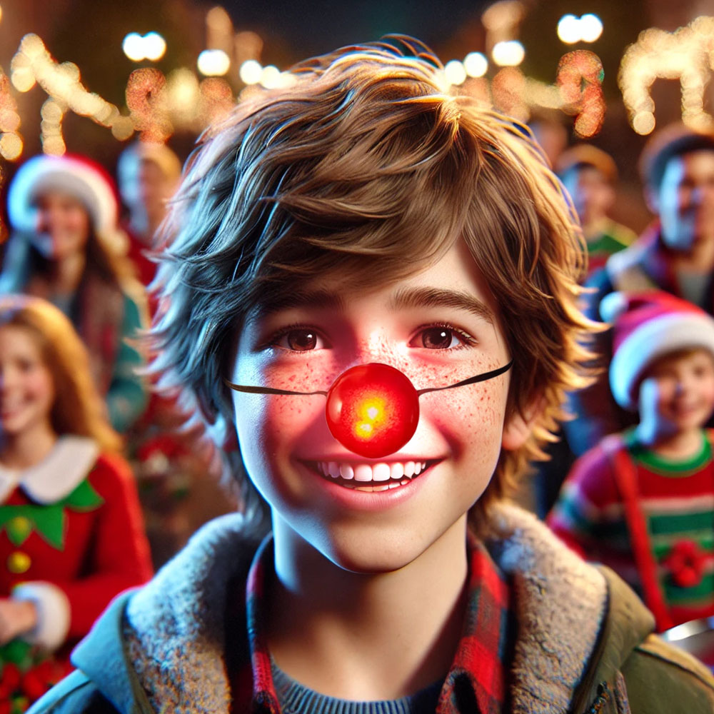 Blinking Red LED Rudolph Nose with Elastic Strap - REDNOSE