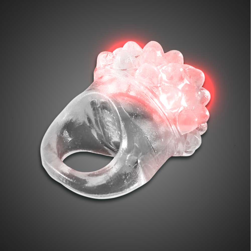 Clear Bubble Ring Red LEDs red lighted ring, flashing ring, LED ring, light up ring, squishy ring, give aways, throw, school, fundraiser, cheap, inexpensive, birthday party