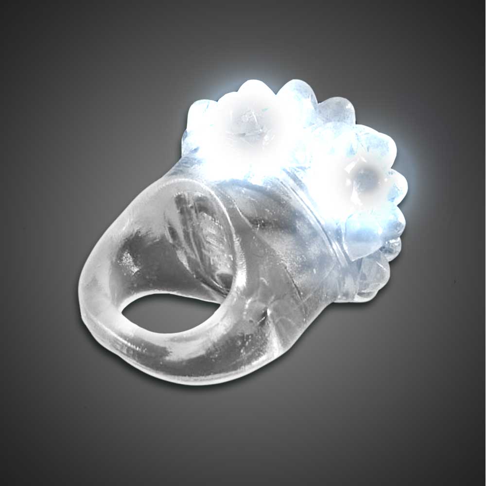 Clear Bubble Ring White LEDs  white lighted ring, flashing ring, LED ring, light up ring, squishy ring, give aways, throw, school, fundraiser, cheap, inexpensive, birthday party