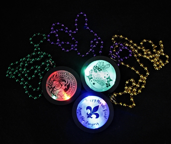 Customized Beaded Mardi Gras Flashing Medallions - MardiGrasMEDALLION