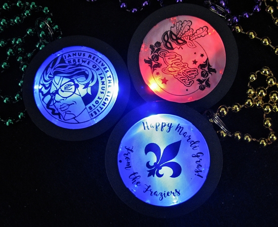 Customized Beaded Mardi Gras Flashing Medallions - MardiGrasMEDALLION