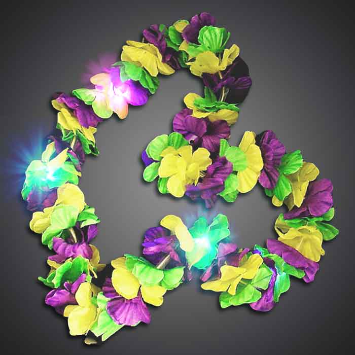 Flashing Mardi Gras Flower Lei mardi gras, Hawaiian Lei, Flashing Lei, Lighted Lei, light-up lei, lighted necklace, flashing necklace, party necklace, light-up necklace, hawaii, luau, summer, july 4th, party, mitzvah, wedding