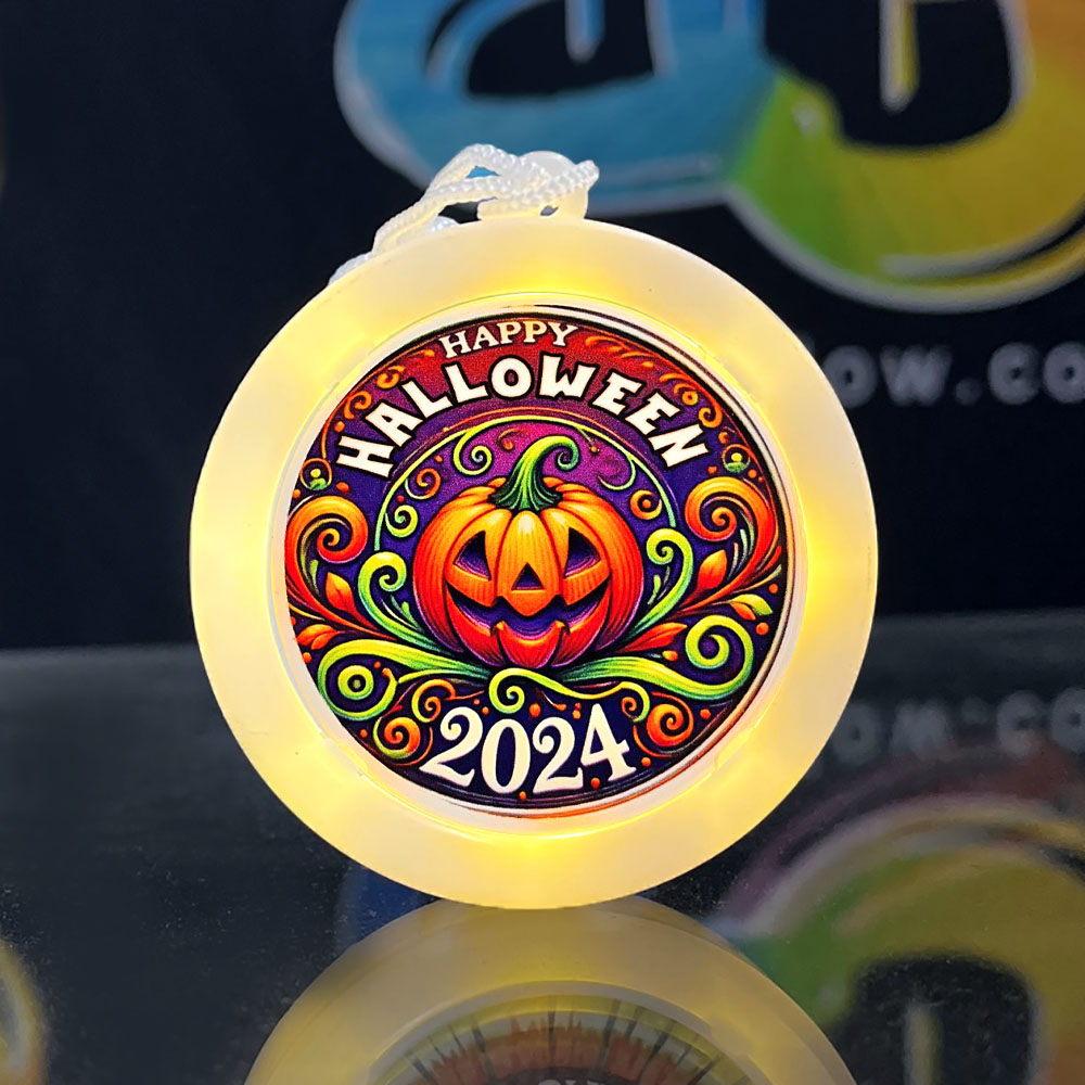 Halloween Designed No Boo No Scare Luminous Arc Medallion LED Necklace Warm White  - ARCHALLOWEEN