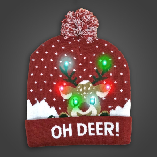 LED Beanie Reindeer Sock Hat   - BEANIEDEER