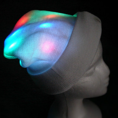 White Beanie with Multi-colored LEDs