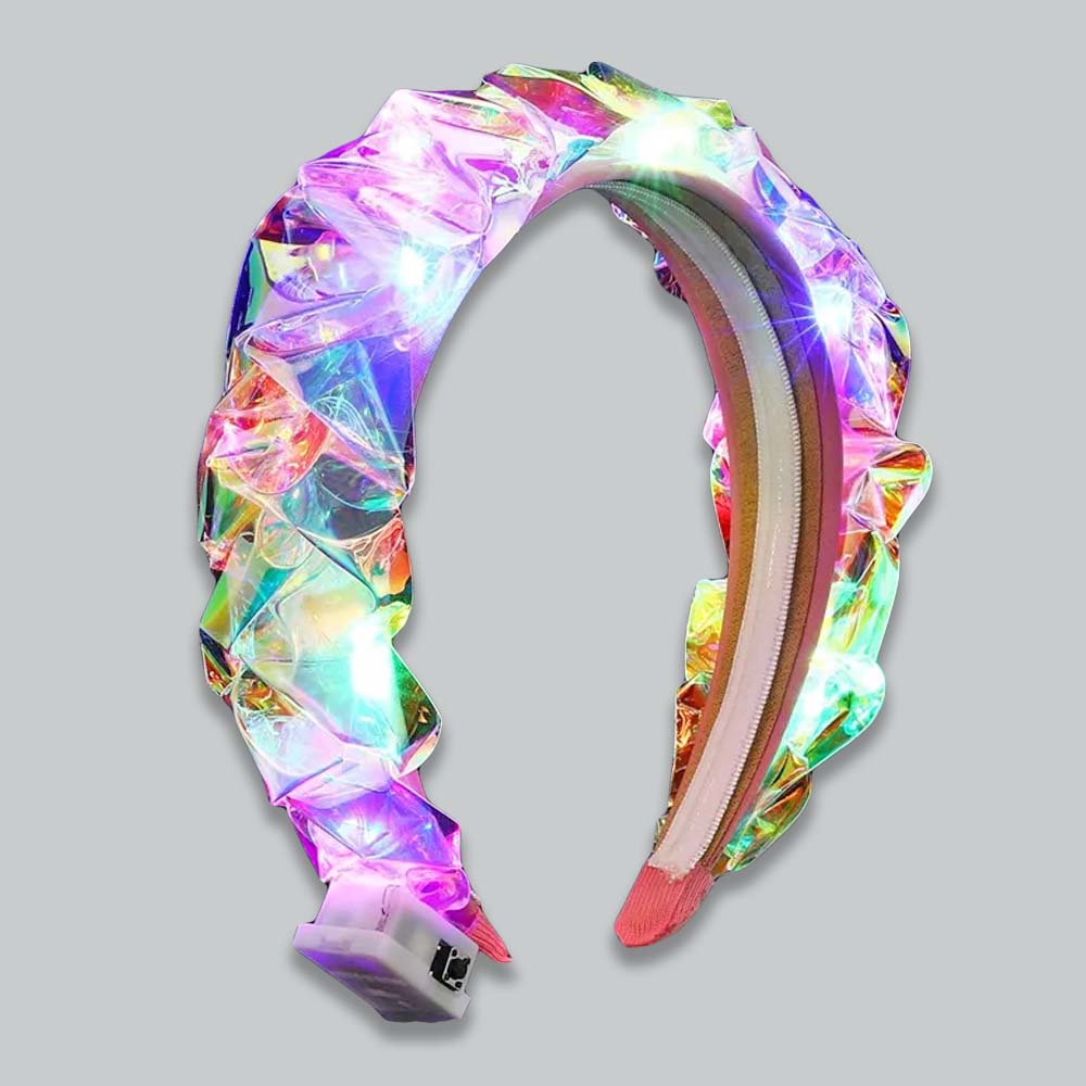 Light-Up Braided Plastic Headband light-up headband, LED braided headband, glowing headband, party headband with lights, festival LED headband, cosplay headband, iridescent light-up headband, flashing LED headband, glowing braided headband, light-up hair accessory, LED costume headband, glow-in-the-dark headband, LED party gear, light-up novelty headband, rave headband, festival costume accessory, LED hairband, party glowing headband, headband with replaceable batteries, multicolor LED headband