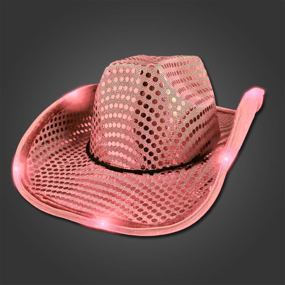 Light Up Cowboy Hat with Sequins - COWBOY