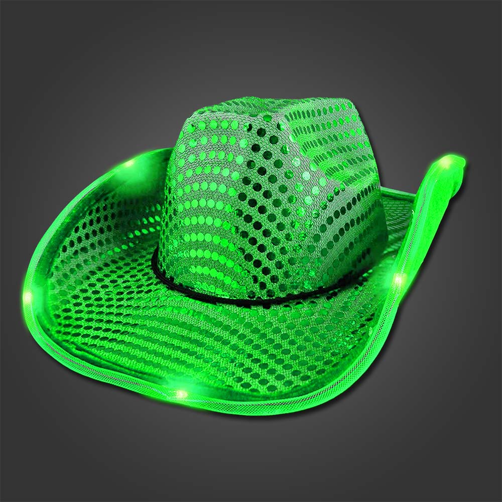 Light Up Cowboy Hat with Sequins - COWBOY