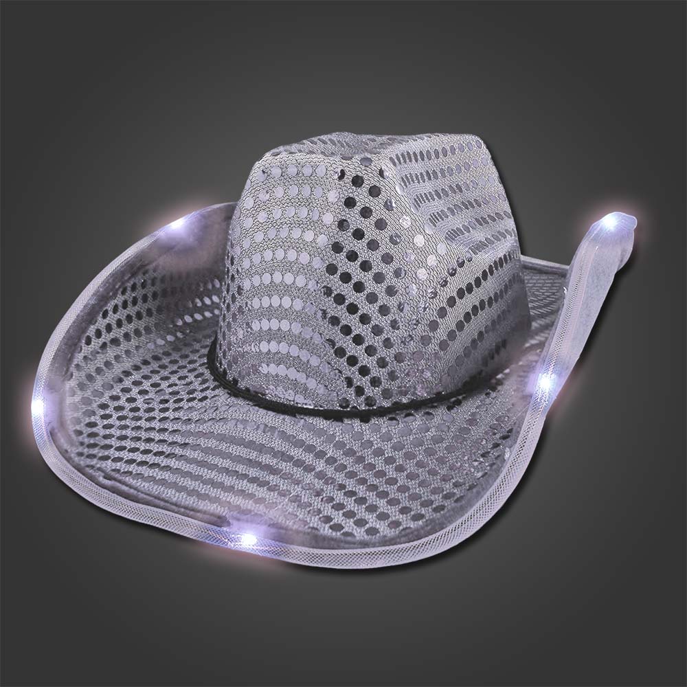 Light Up Cowboy Hat with Sequins - COWBOY