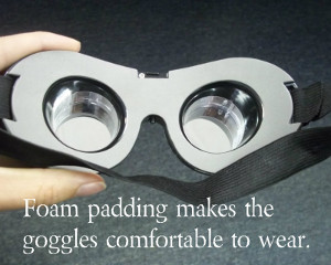 Foam padding on light-up goggles