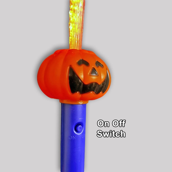 Light Up Halloween Pumpkin Fiber Optic Flashing Wand  - PUMPWAND