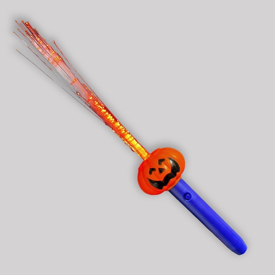 Light Up Halloween Pumpkin Fiber Optic Flashing Wand  - PUMPWAND