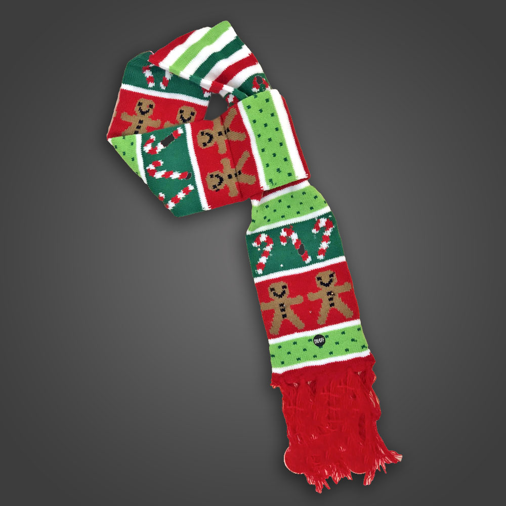 Light Up LED Gingerbread Scarf - SCARFGINGER