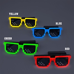 Light Up Pixel Meme Sunglasses EL wire sunglasses, lighted sunglasses, light up sunglasses, LED sunglasses, wrap-around lighted sunglasses, wrap-around shades, men, boys, vend, july 4th, party, dance, rave, EDM, Burning Man