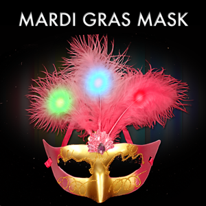 Light Up Mardi Gras Plume Mask