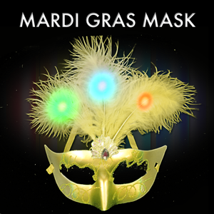 Light Up Mardi Gras Plume Mask