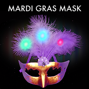 Light Up Mardi Gras Plume Mask