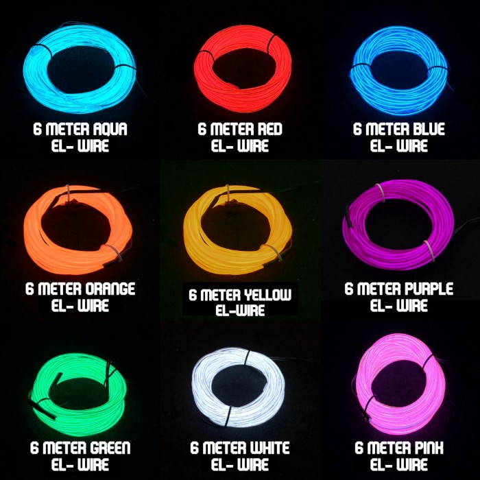 Quick-Connect EL Wire (6m) electroluminescent wire, cool neon, fluorescent wire, el wire