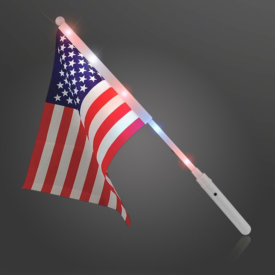 Red White Blue LED USA Flag with Lighted Handle - USAFLAG