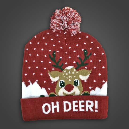 LED Beanie Reindeer Sock Hat   - BEANIEDEER