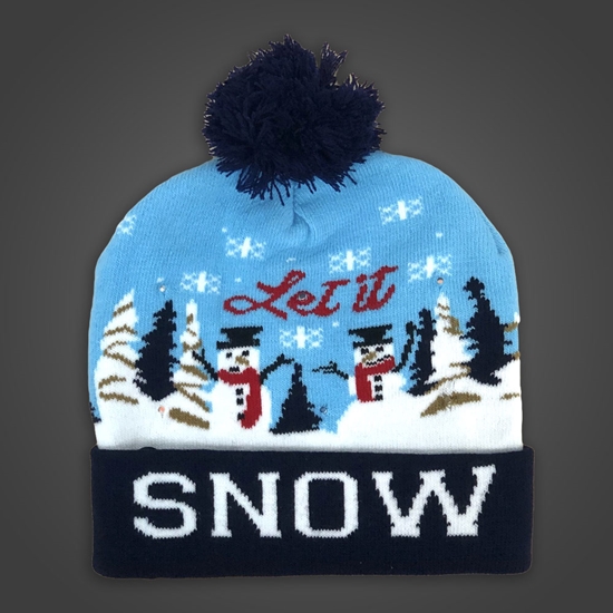 LED Beanie Snow Scene Sock Hat - BEANIESNOWSCENE