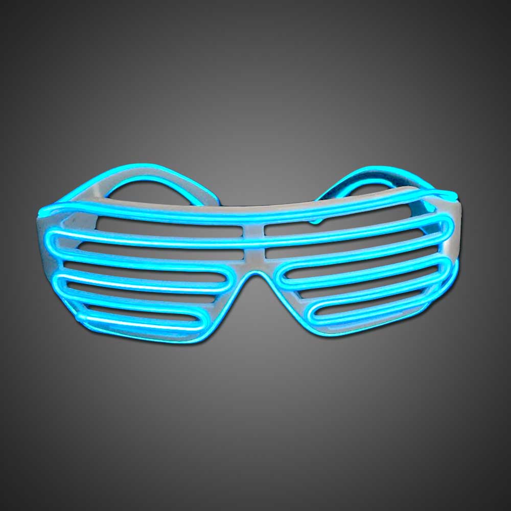 EL Wire Shutter Shades EL wire sunglasses, lighted sunglasses, light up sunglasses, LED sunglasses, wrap-around lighted sunglasses, wrap-around shades, men, boys, vend, july 4th, party, dance, rave, EDM, Burning Man