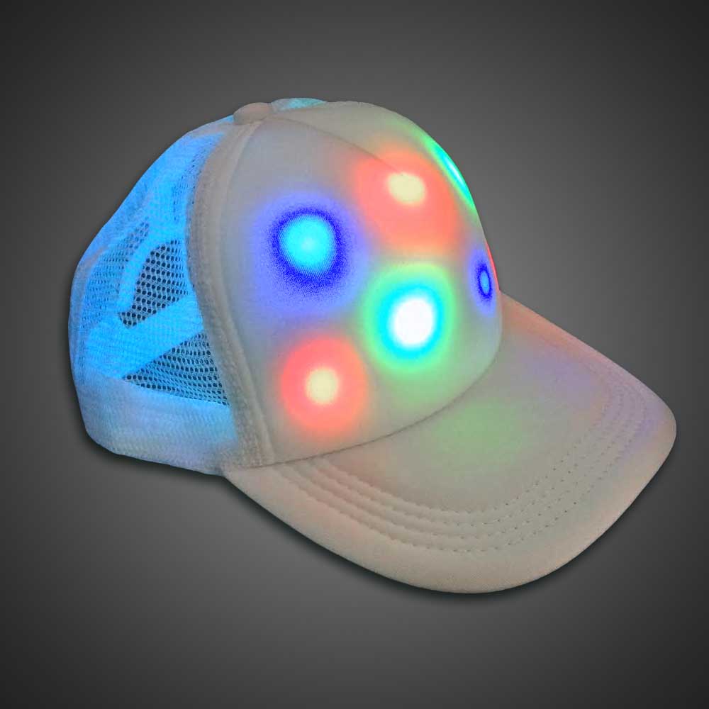 LED Cap Lighted Trucker Baseball Hat LED Hat, Light Up Hat, Lighted Hat, Trucker Hat, Baseball Hat, LED Cap, Light up Cap, glow run, night running, sweat band, exercise, halloween, burning man, visibility, safety, cloth headband, rave, EDM, Festival