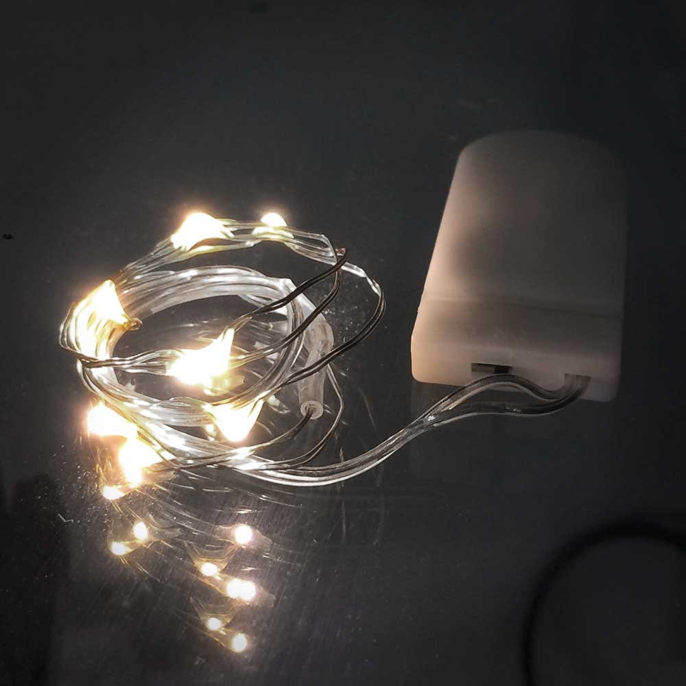 Short Wire: 20 inch Fairy Wire, 10 LEDs Coin Cell Batteries - REP10Short